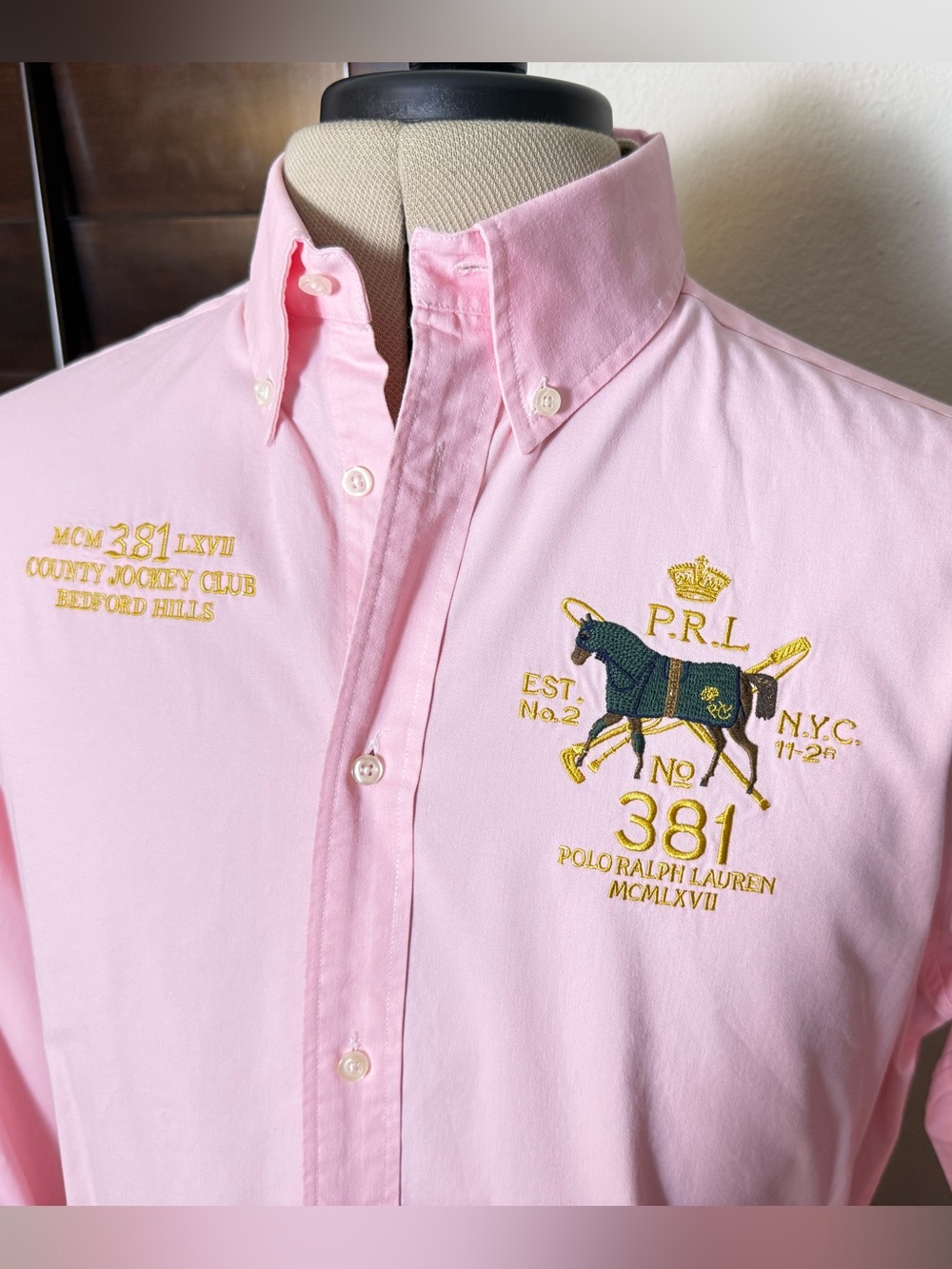 Polo Ralph Lauren Men's XXL Pink 381 Equestrian Embroidered Shirt - Picture 2 of 10